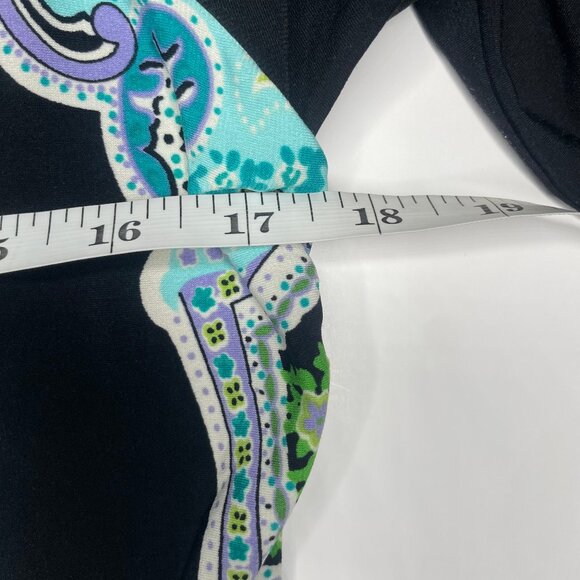 Sandra Darren Women's Blue Green Paisley 3/4 Sleeve Midi Dress Career Sz 10 - Picture 6 of 10